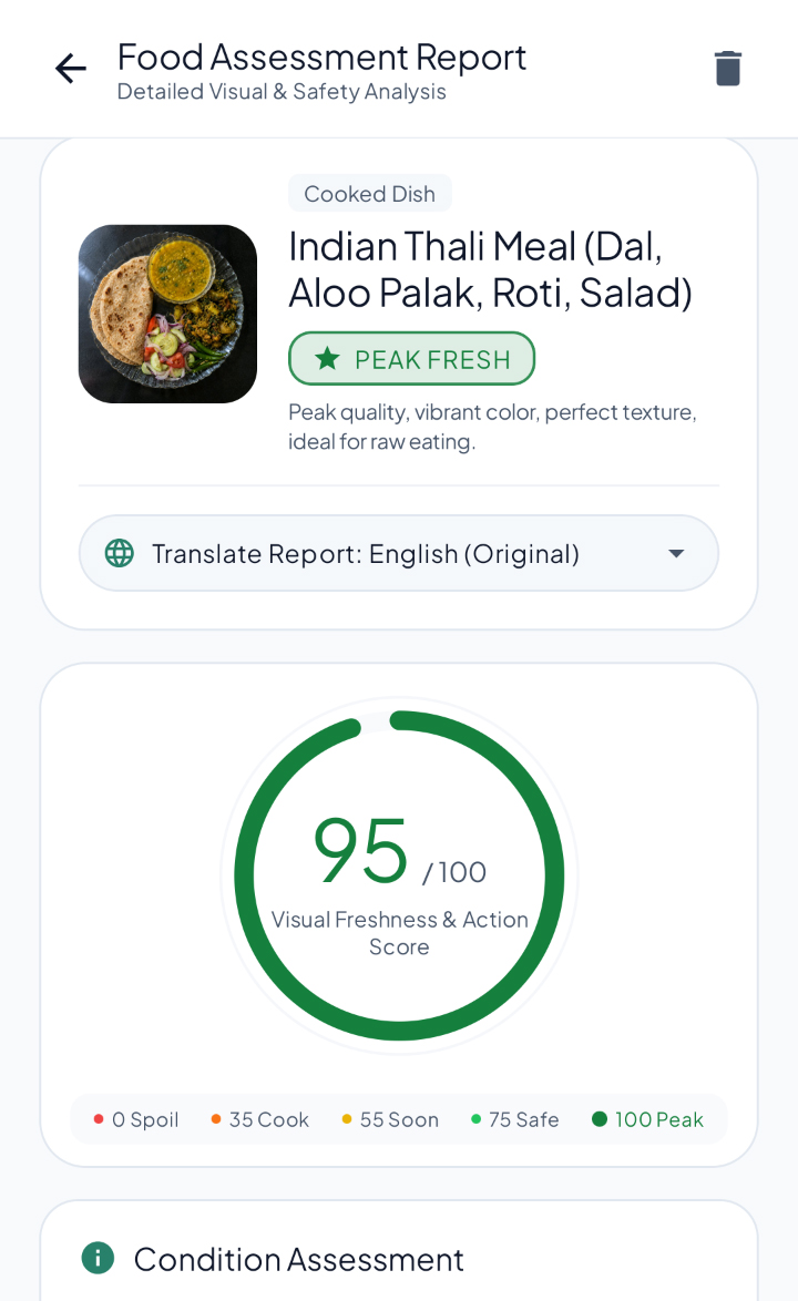 Ingrevia Freshness Report Screen