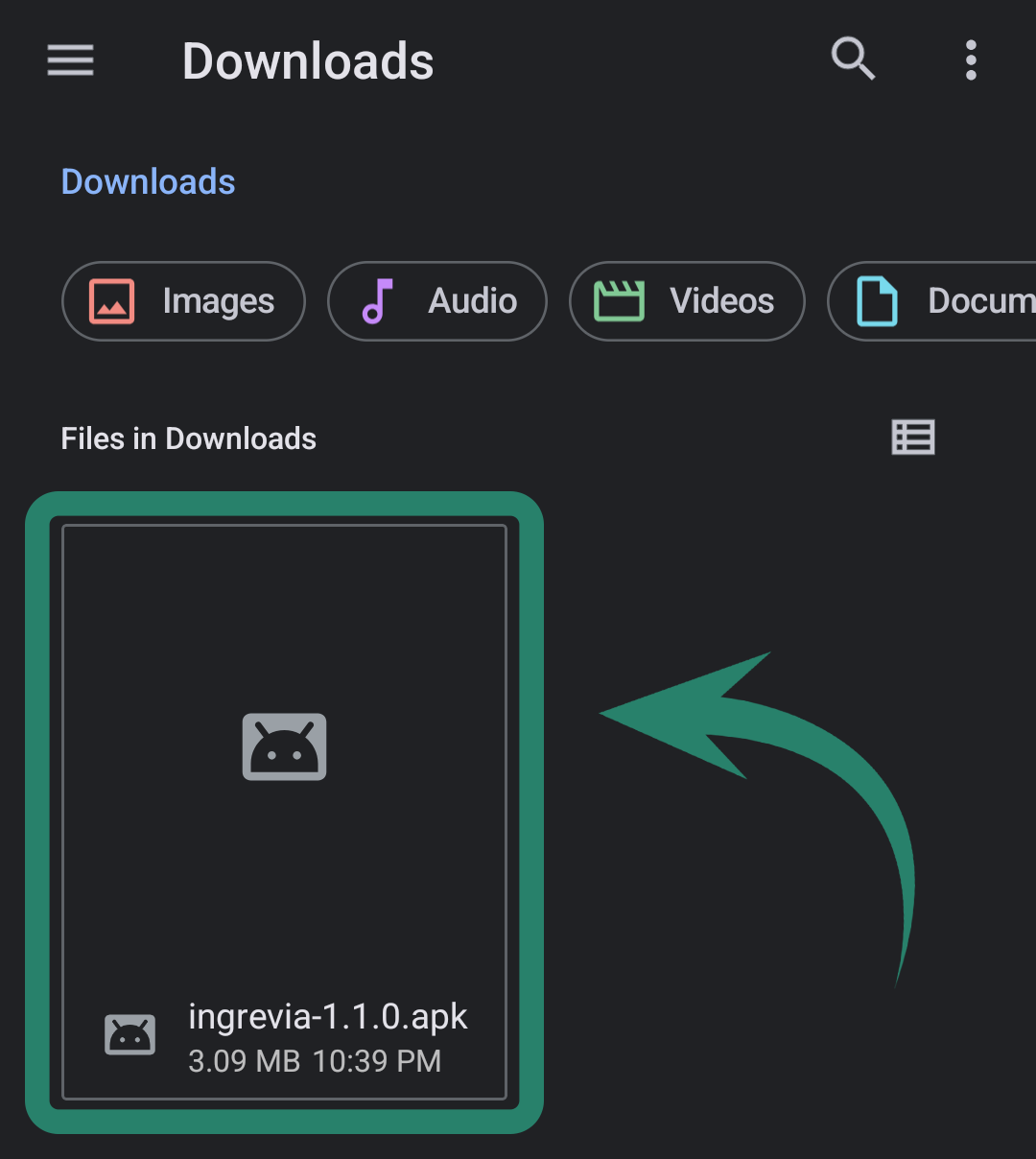 Ingrevia Update Step 1 - Downloading new APK file